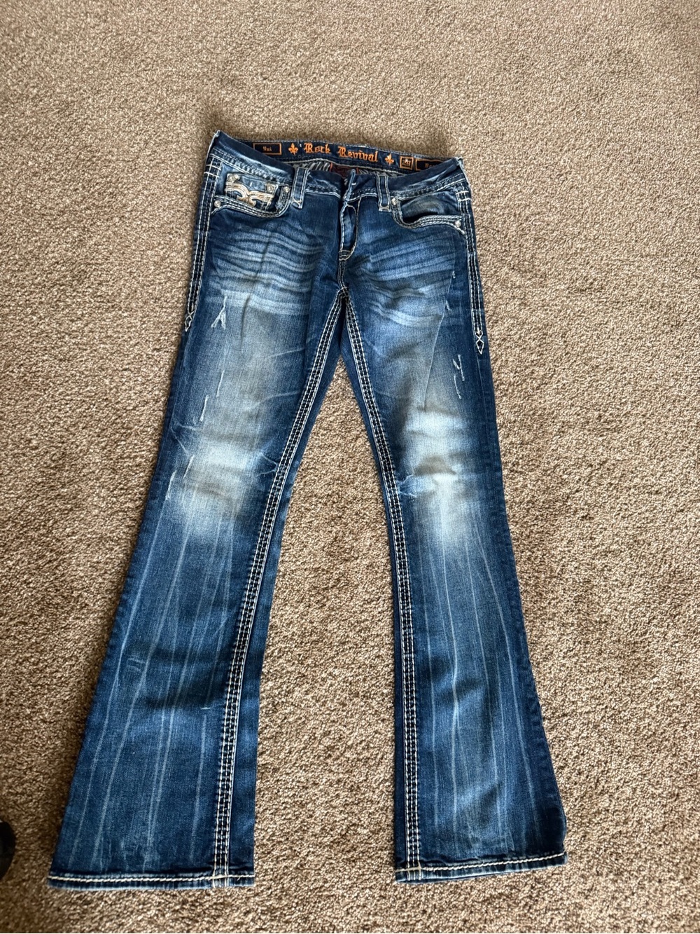 Rock Revival Women's Dark Blue Distressed Bootcut Jeans